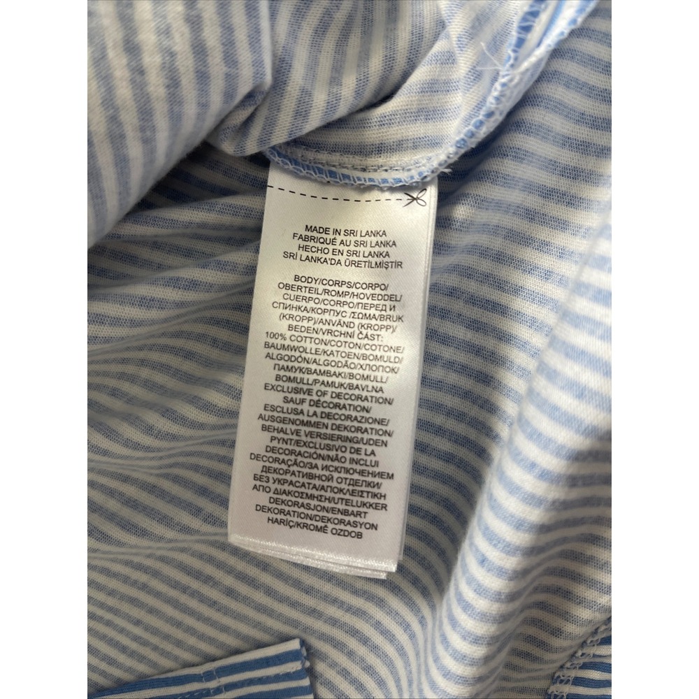 RALPH LAUREN Women's Size S White Blue Pinstripe Capri Pajama 2 Pc 100 % Cotton - Picture 7 of 7